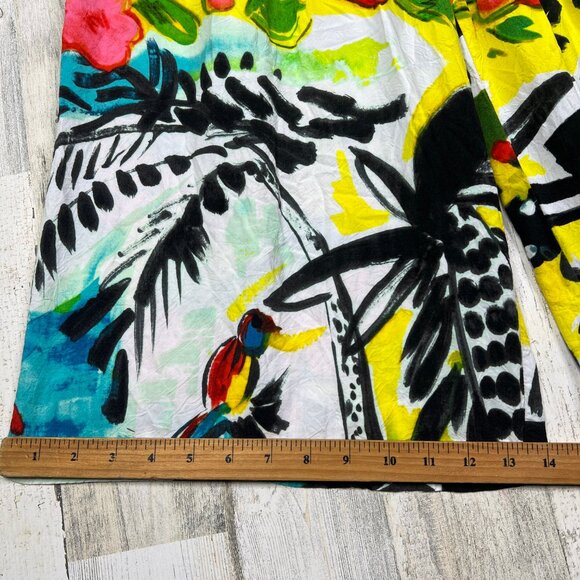 Jams World Parrot Cove Hawaiian Floral Wide Leg Cropped Pants Womens Size Large - Picture 14 of 14